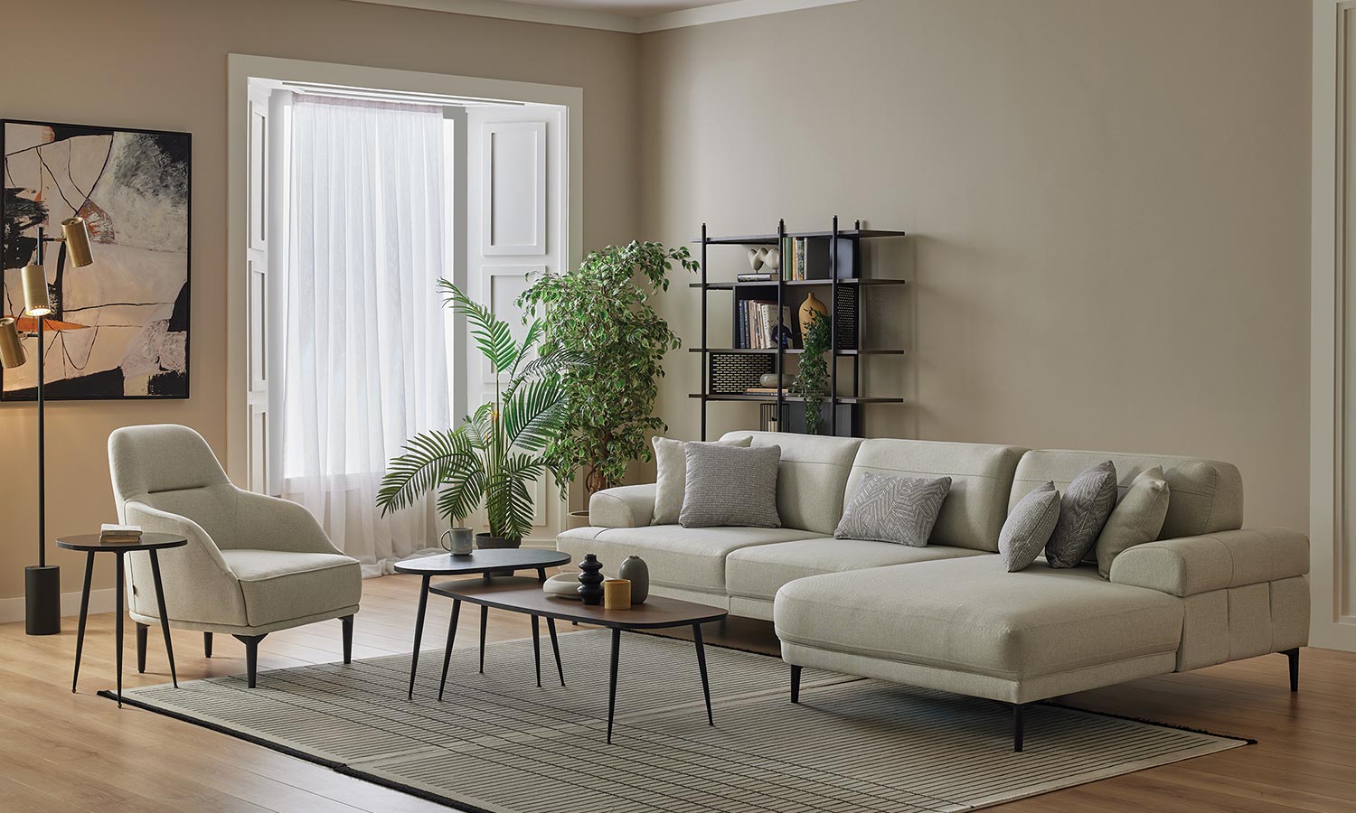 Brea Corner Sofa Set - Linen