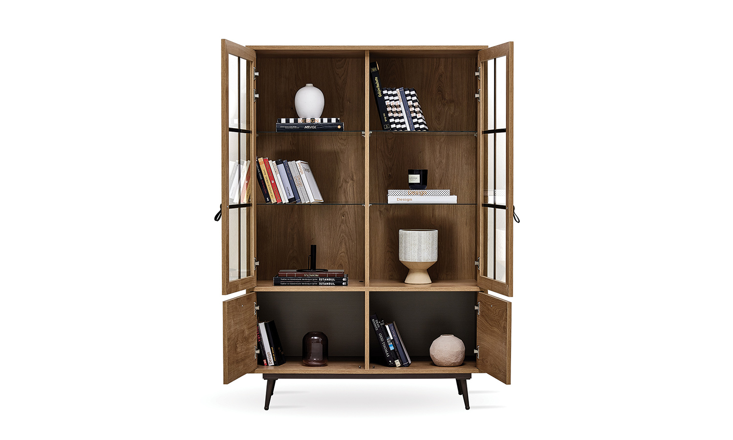 TV Ünitesi - Cam Kapaklı Yan Dolap